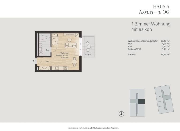 Wohnung zum Kauf 223.510 € 1 Zimmer 43 m²<br/>Wohnfläche 3.<br/>Geschoss Waldshut Waldshut 79761
