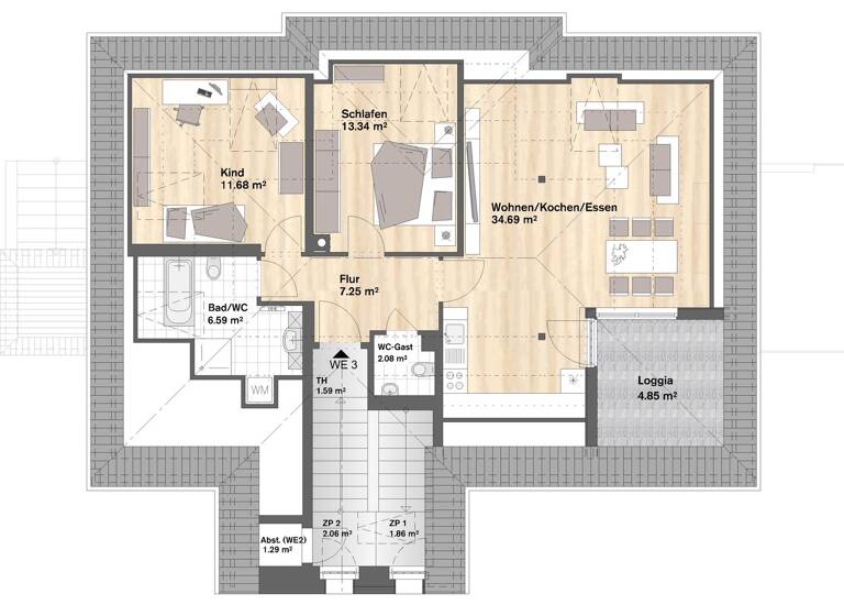 Wohnung zum Kauf provisionsfrei 304.000 € 3 Zimmer 80 m² 2. Geschoss frei ab sofort Mittweidaer Straße 6 Burgstädt 09217