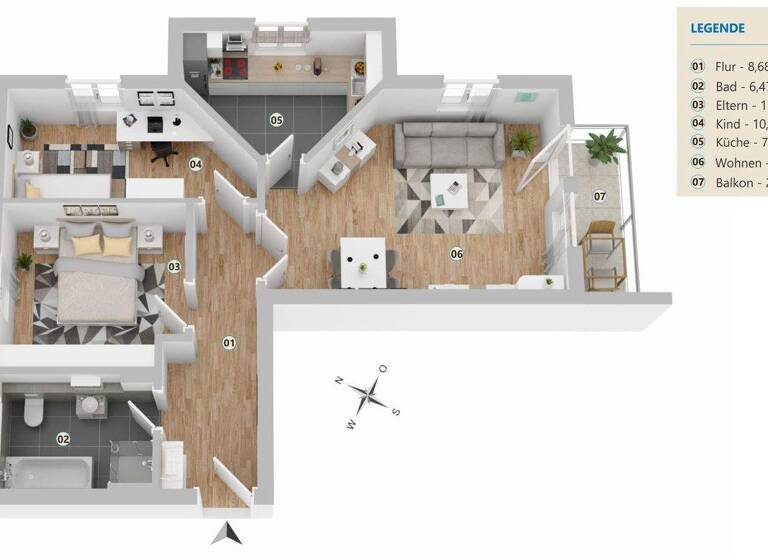 Wohnung zum Kauf 440.000 € 3 Zimmer 68,4 m² Aschheim 85609