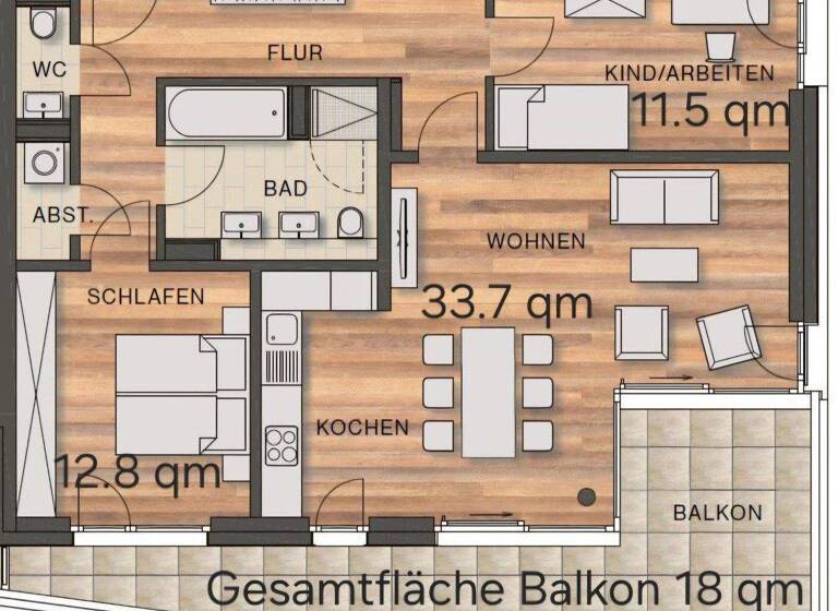 Wohnung zur Miete 1.350 € 3 Zimmer 92 m² 3. Geschoss frei ab sofort Lahr 77933