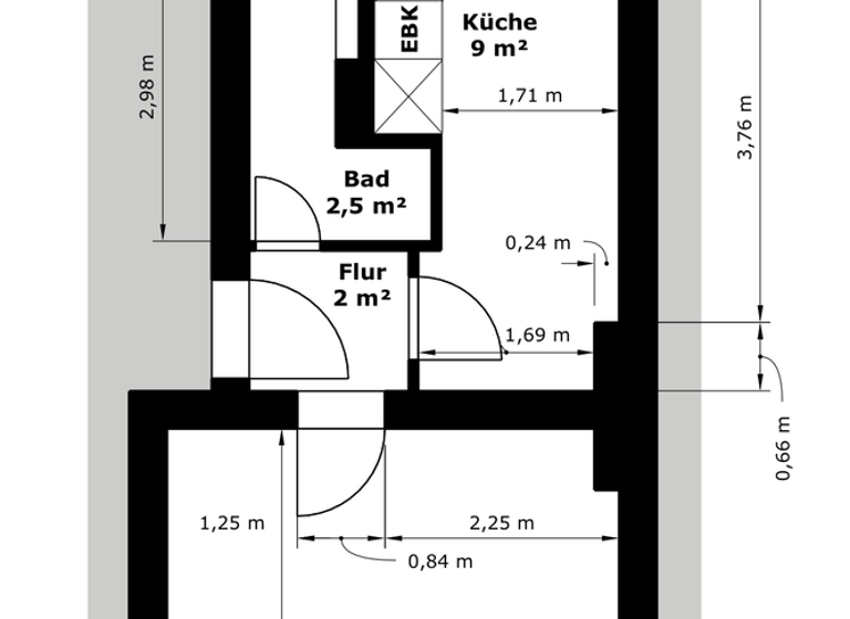 Wohnung zur Miete 380 € 1 Zimmer 32,5 m² frei ab sofort Hassee Kiel 24113