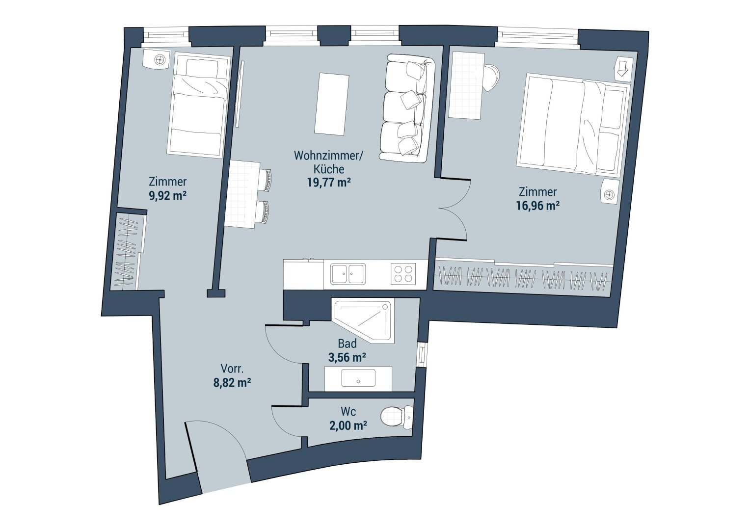 Wohnung zum Kauf 199.000 € 3 Zimmer 60 m²<br/>Wohnfläche 1.<br/>Geschoss Wien 1190