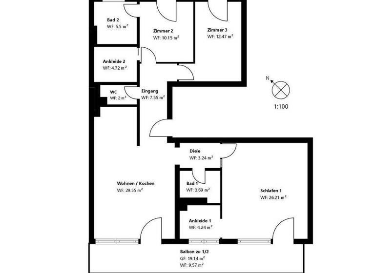 Wohnung zum Kauf 1.245.000 € 4,5 Zimmer 118,9 m² 1. Geschoss Maxvorstadt München 80335