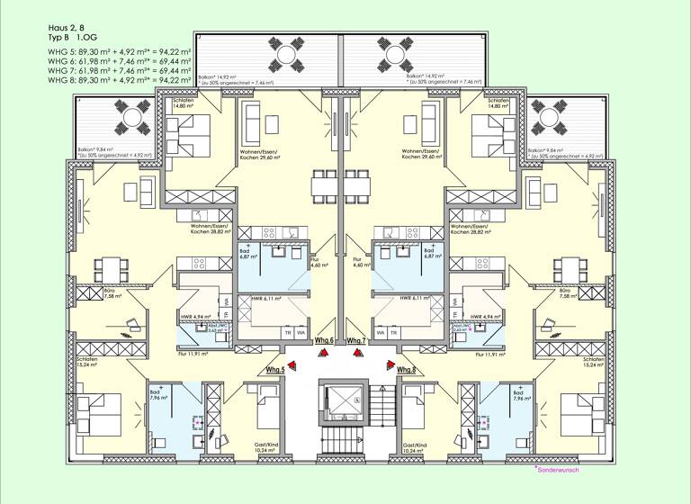 Wohnung zum Kauf provisionsfrei 374.842 € 3 Zimmer 94,2 m²<br/>Wohnfläche 1.<br/>Geschoss ab sofort<br/>Verfügbarkeit Gerbertstraße 1-7 Lingen Lingen (Ems) 49809