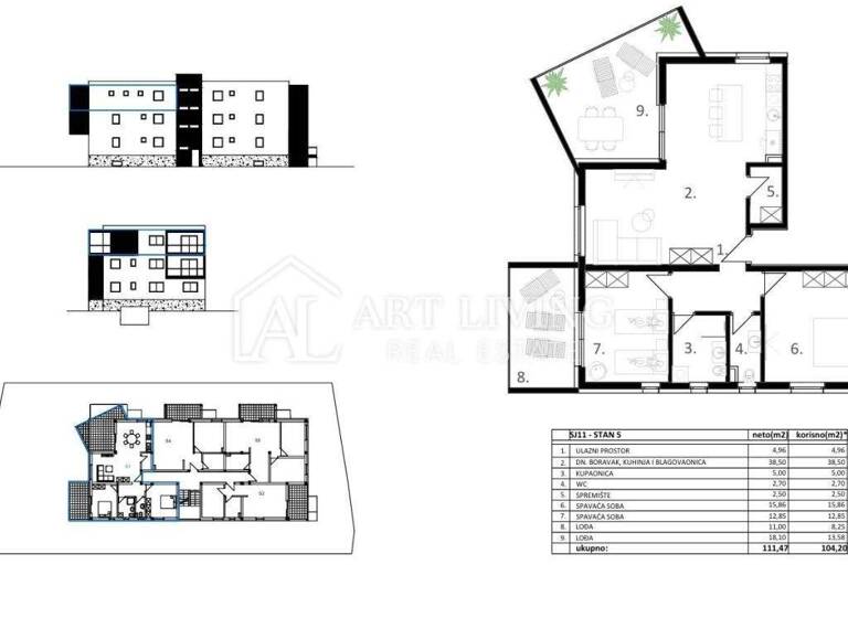Wohnung zum Kauf 340.000 € 3 Zimmer 104 m² 2. Geschoss Vodice Vodice
