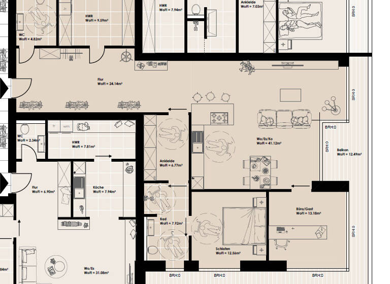 Wohnung zum Kauf 570.000 € 3 Zimmer 132,6 m² 1. Geschoss Unterm Berg 3-7 Donnerschwee Oldenburg / Donnerschwee 26123