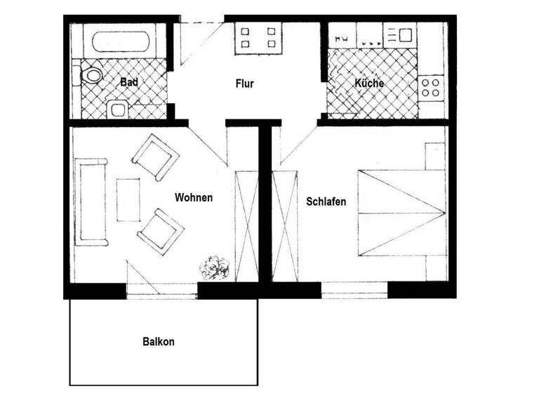 Wohnung zur Miete 420 € 2 Zimmer 53 m² EG frei ab 01.04.2026 Luisenstraße 2-4 Eisenach 99817