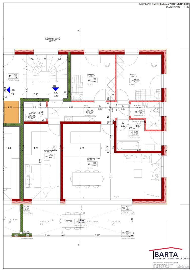 Terrassenwohnung zum Kauf 4 Zimmer 99 m²<br/>Wohnfläche 1.<br/>Geschoss Dornbirn 6850