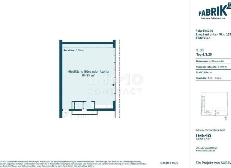 Atelier zur Miete - Erstbezug 17 € 84,2 m² Bürofläche Wien 1230