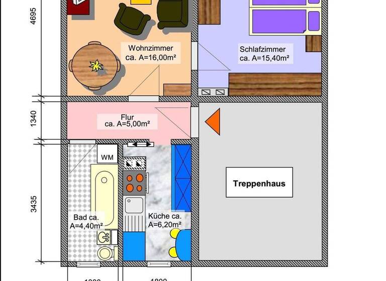 Wohnung zur Miete 333 € 2 Zimmer 49 m² 3. Geschoss Am Hohen Hain 7b Limbach-Oberfrohna 09212
