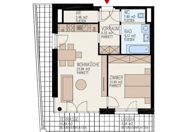 Wohnung zur Miete 660 € 2 Zimmer Waldegg Linz 4020