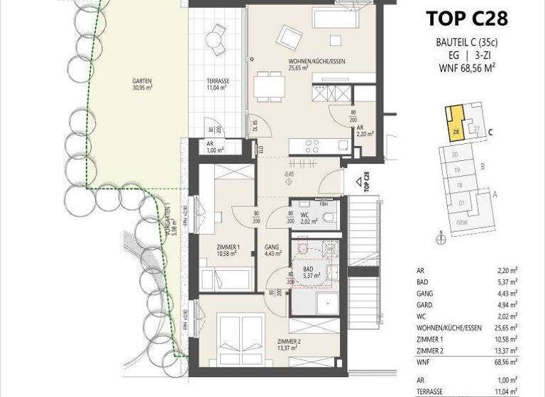 Wohnung zum Kauf - Erstbezug 598.000 € 3 Zimmer 68,6 m² Schützenstraße 35 Arzl Innsbruck 6020