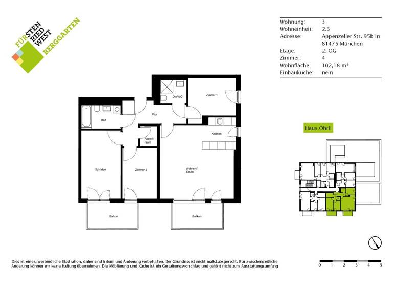 Studio zur Miete - Erstbezug 2.375 € 4 Zimmer 102,2 m² 2. Geschoss Appenzeller Straße 95b Thalk.Obersendl.-Forsten-Fürstenr.-Solln München 81475