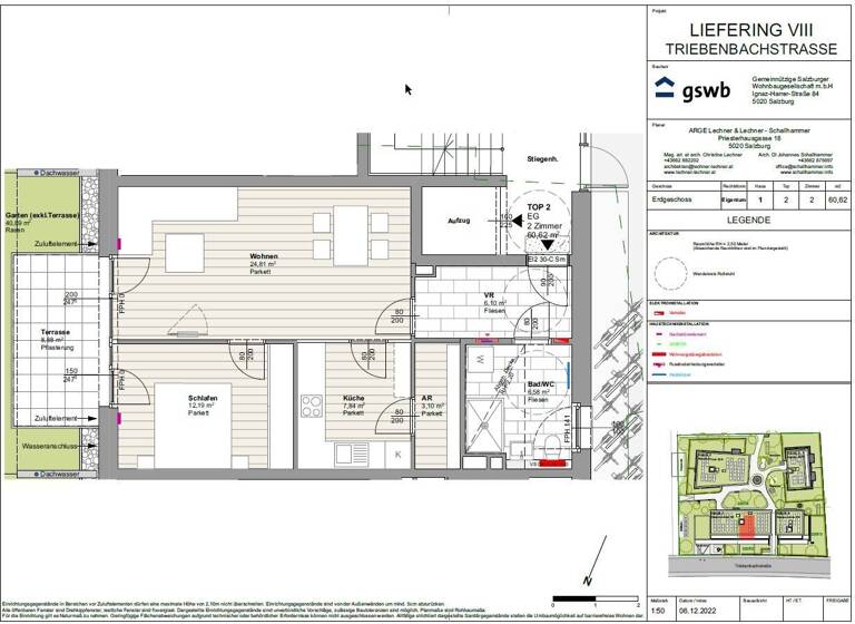 Wohnung zum Kauf - Erstbezug provisionsfrei 447.890 € 2 Zimmer 60,6 m² EG Triebenbachstraße 22 Liefering II Salzburg(Stadt) 5020