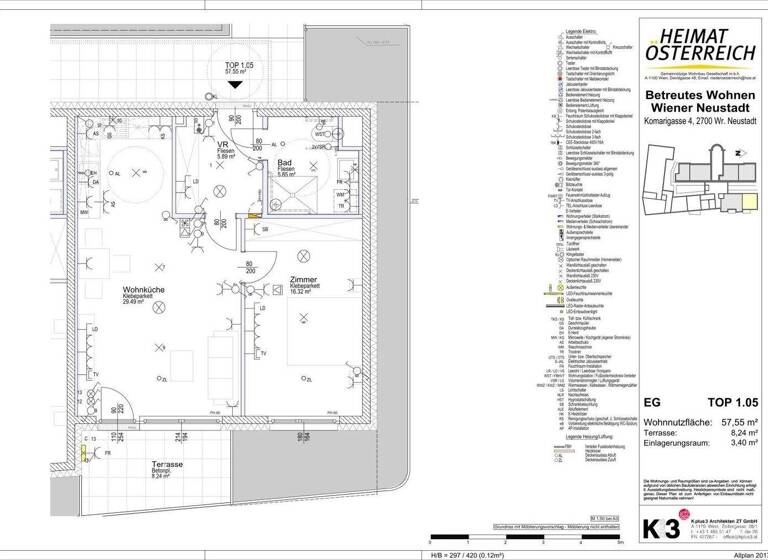 Wohnung zur Miete 789 € 2 Zimmer 57,6 m² frei ab 01.05.2026 Komarigasse 4 Wiener Neustadt 2700