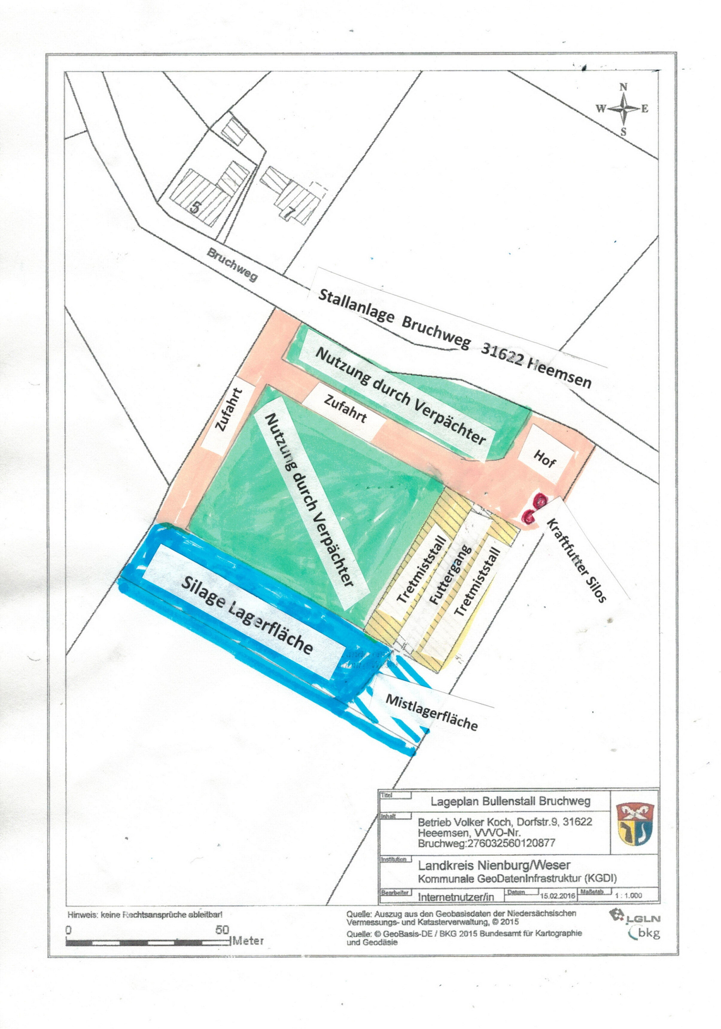 Land-/Forstwirtschaft zur Miete 2.500 € 1.000 m²<br/>Fläche Bruchweg Heemsen Heemsen 31622