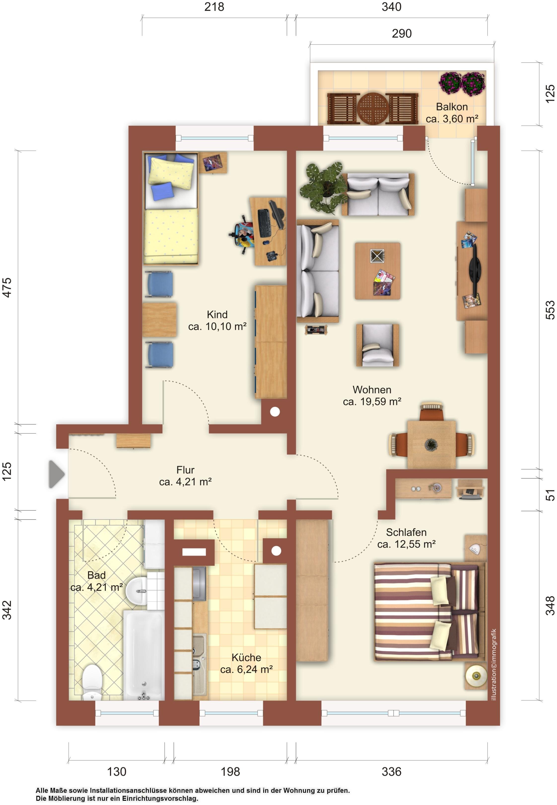 Wohnung zur Miete 325 € 3 Zimmer 60 m²<br/>Wohnfläche 1.<br/>Geschoss Ahornallee 57 Löbau Löbau 02708