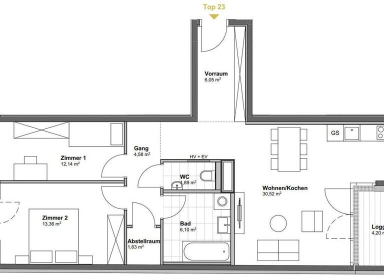 Wohnung zum Kauf - Erstbezug 496.900 € 3 Zimmer 76,3 m² 4. Geschoss Wien 1100
