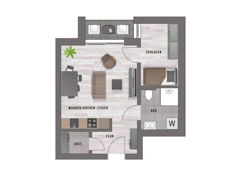 Wohnung zur Miete - Erstbezug 590 € 2 Zimmer 42 m² frei ab 01.09.2026 Innenstadt Detmold 32756