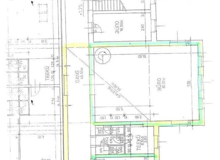 Büro zur Miete 1.300 € 3 Zimmer 176 m² Bürofläche Baden 2500