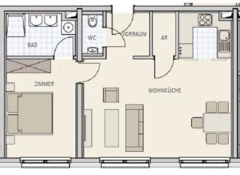 Wohnung zur Miete 840 € 2 Zimmer 55 m² 1. Geschoss Wien 1130