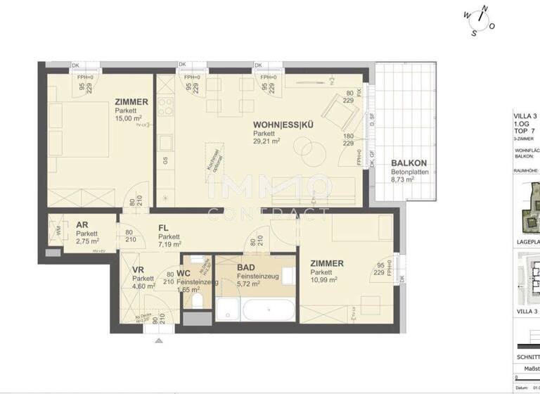 Wohnung zum Kauf - Erstbezug 434.000 € 3 Zimmer 77,1 m² Krems an der Donau 3500