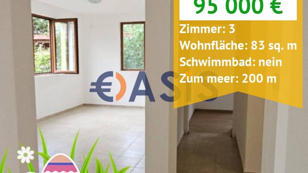 Studio zum Kauf provisionsfrei 95.000 € 3 Zimmer 83 m² 1. Geschoss ulitsa "Briz" 22-32 Ravda 8238