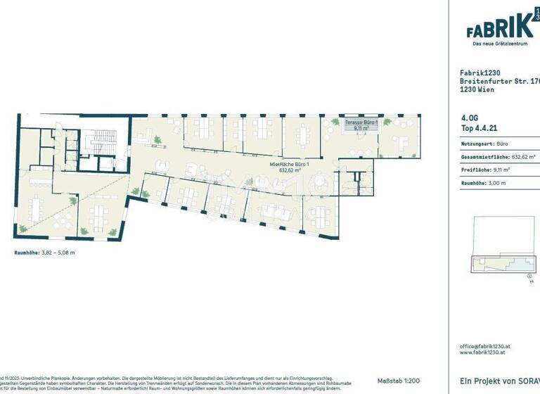 Bürofläche zur Miete - Erstbezug 16 € 615,7 m² Bürofläche teilbar ab 445,5 m² Wien 1230