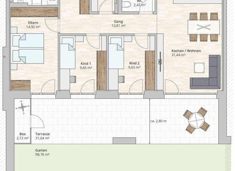 Terrassenwohnung zum Kauf - Erstbezug provisionsfrei 645.000 € 4 Zimmer 95,6 m² EG Baldebrechtgasse 1 Rankweil 6830