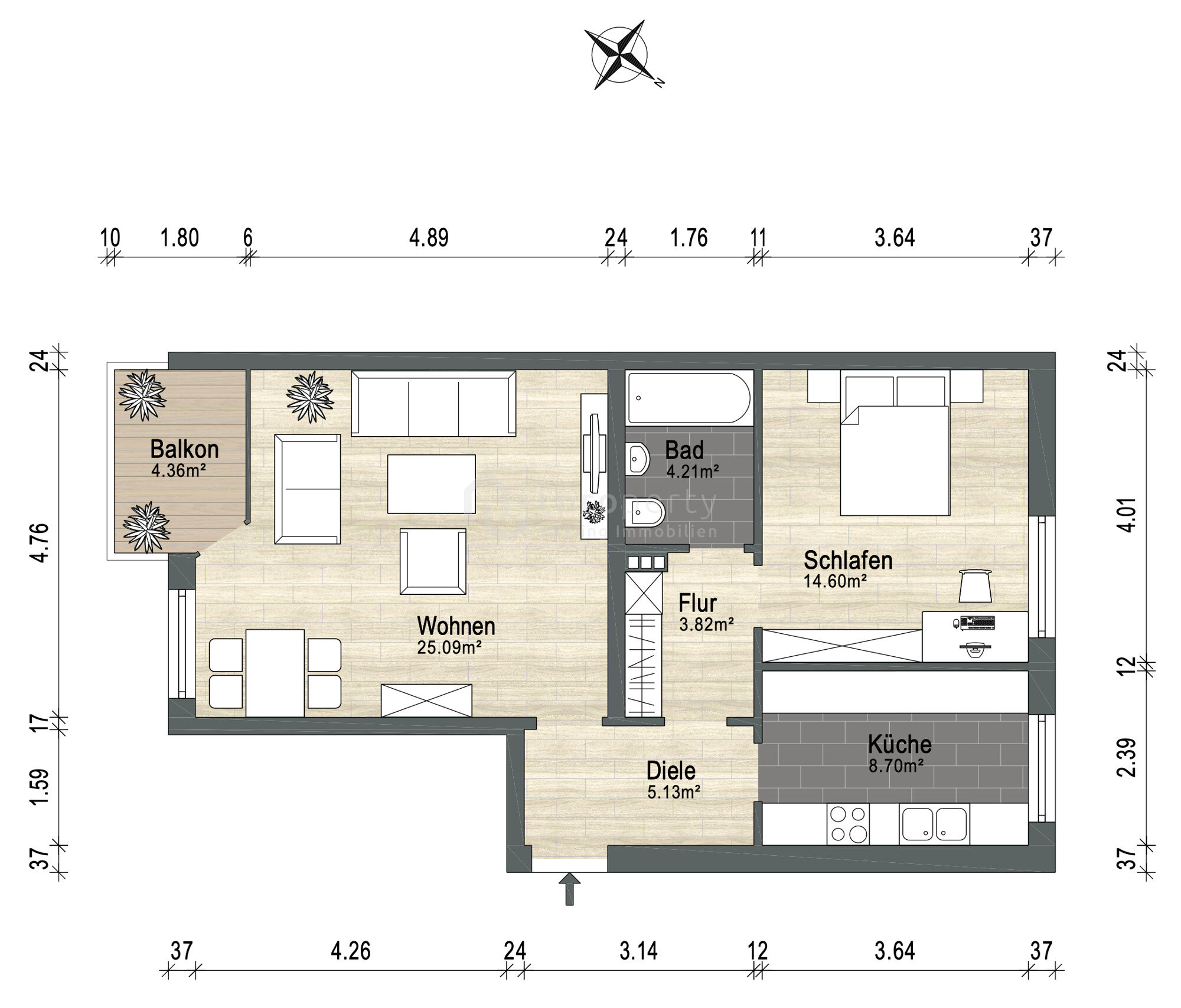 Wohnung zur Miete 850 € 2 Zimmer 63,7 m²<br/>Wohnfläche Vinnhorst Hannover 30419