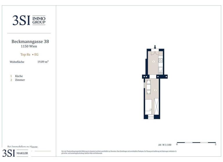 Studio zum Kauf 75.000 € 1 Zimmer 19,9 m² EG Beckmanngasse 38 Wien 1150
