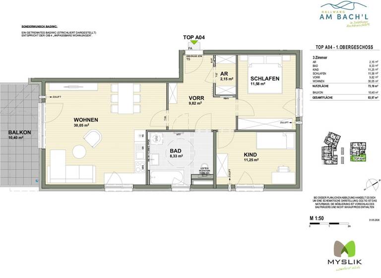 Wohnung zum Kauf - Erstbezug provisionsfrei 494.800 € 3 Zimmer 73,2 m² Hallwang 5300