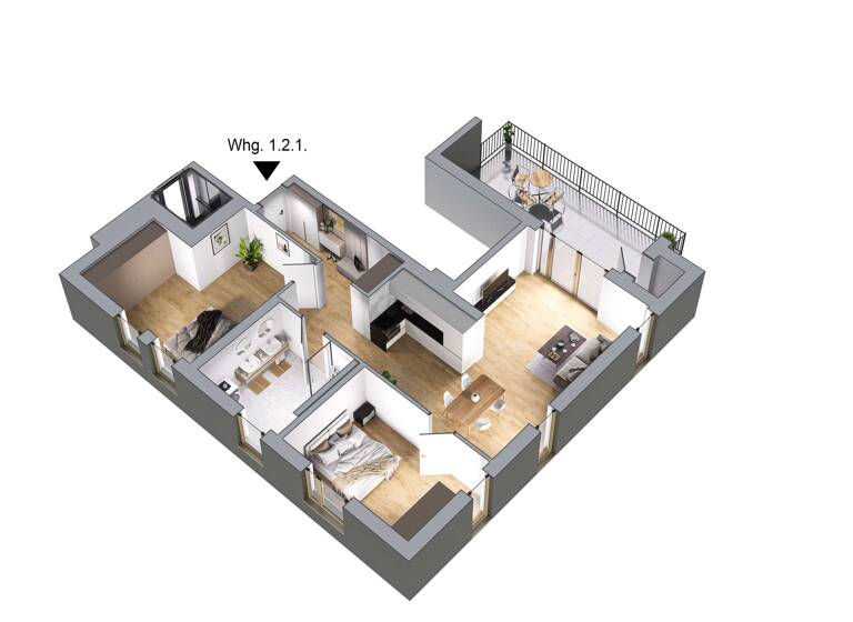 Wohnung zur Miete 1.330 € 3 Zimmer 91,1 m²<br/>Wohnfläche Dachgeschoss<br/>Geschoss ab sofort<br/>Verfügbarkeit Wiblingen Ulm 89079