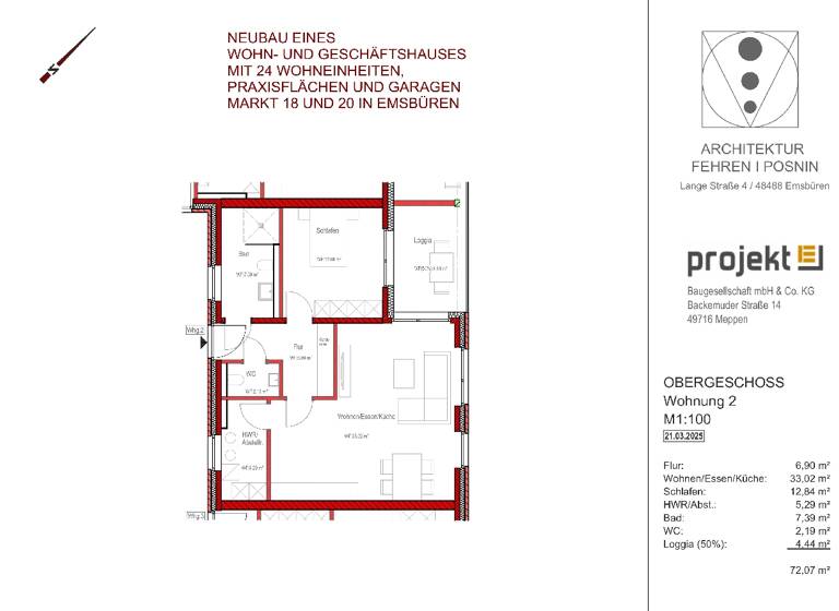 Wohnung zum Kauf - Erstbezug provisionsfrei 305.000 € 2 Zimmer 72 m² 1. Geschoss Emsbüren 48488