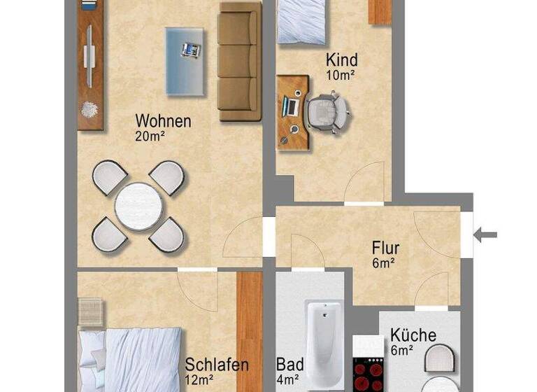 Wohnung zur Miete 506 € 3 Zimmer 58,2 m² 2. Geschoss frei ab 01.05.2026 Karl-Heft-Str. 15 Großzschocher Leipzig 04249