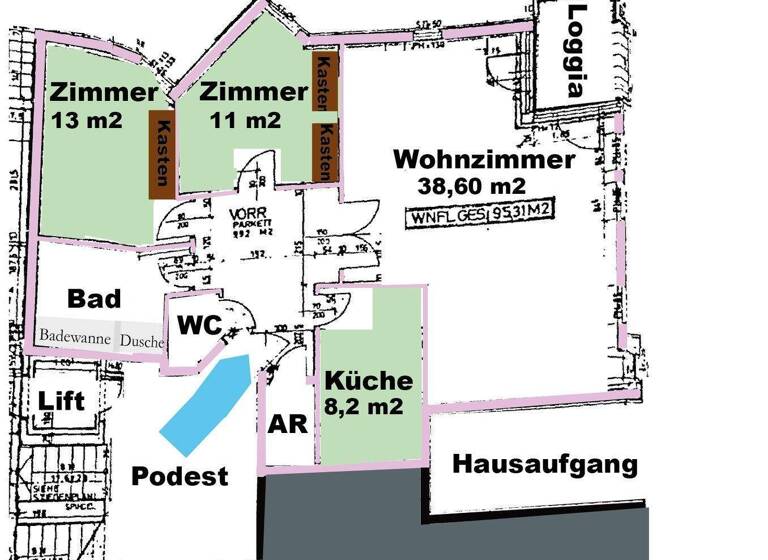Wohnung zur Miete 1.210 € 3 Zimmer 95 m² 1. Geschoss Griesingergasse 26 Wien 1140