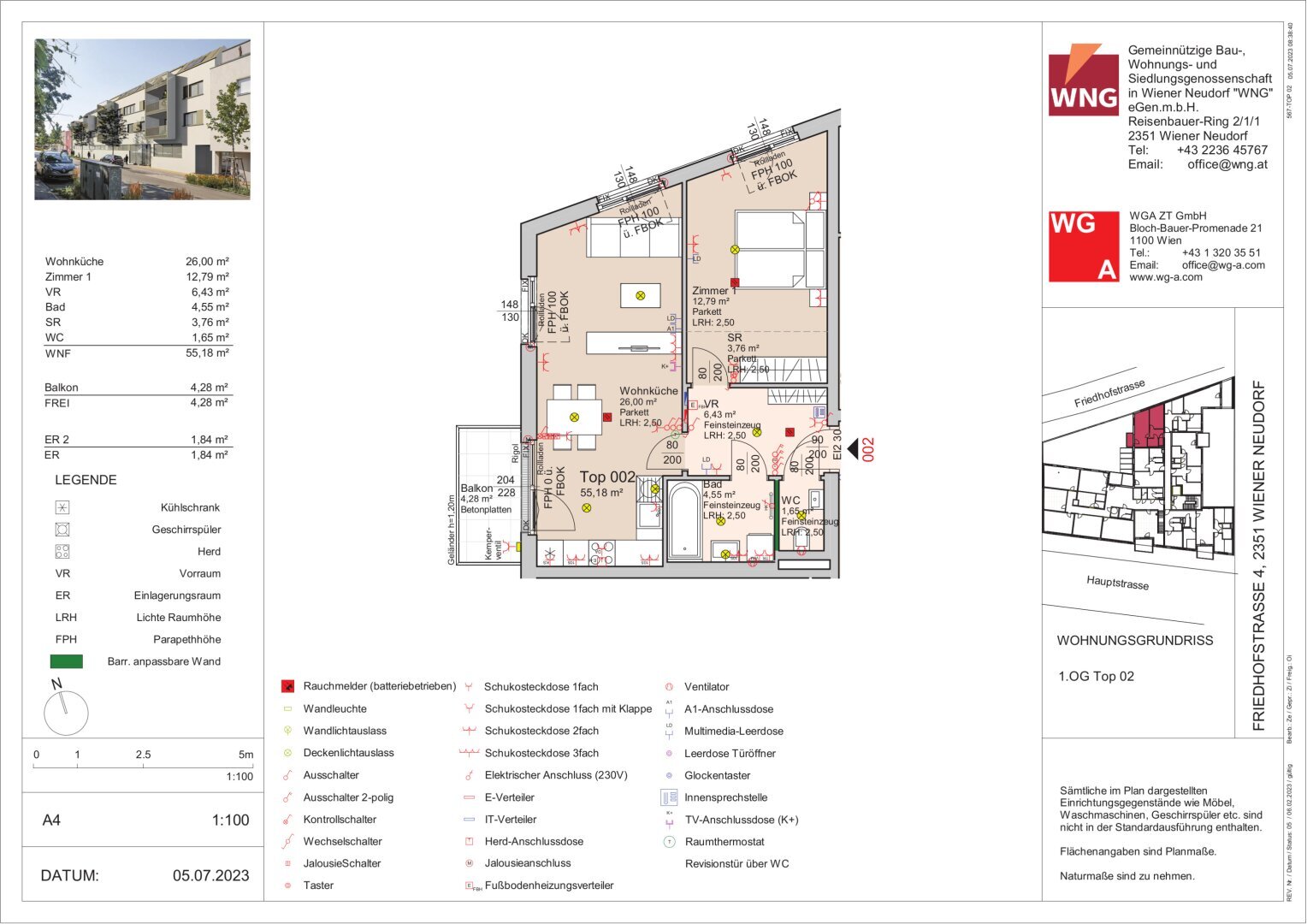 Wohnung zur Miete 1.131 € 2 Zimmer 55,2 m²<br/>Wohnfläche 1.<br/>Geschoss ab sofort<br/>Verfügbarkeit Wiener Neudorf 2351