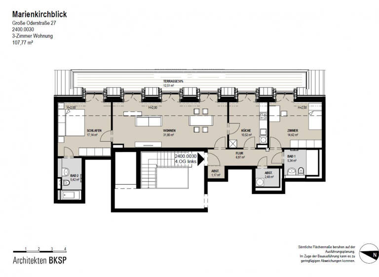 Wohnung zur Miete 1.940 € 3 Zimmer 107,8 m²<br/>Wohnfläche 4.<br/>Geschoss Große Oderstraße 27 Oderpromenade Frankfurt (Oder) 15230