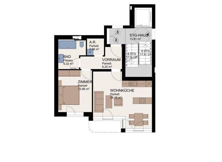 Wohnung zur Miete 761 € 2 Zimmer 52 m² 1. Geschoss frei ab 01.04.2026 O'Brien-Gasse Wien 1210