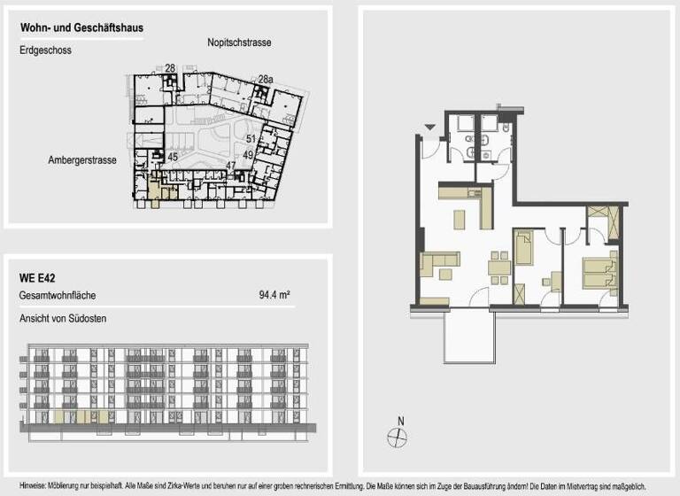 Wohnung zur Miete 1.480 € 3 Zimmer 90,4 m²<br/>Wohnfläche EG<br/>Geschoss 01.06.2025<br/>Verfügbarkeit Ambergerstrasse 45 Schweinau Nürnberg 90441