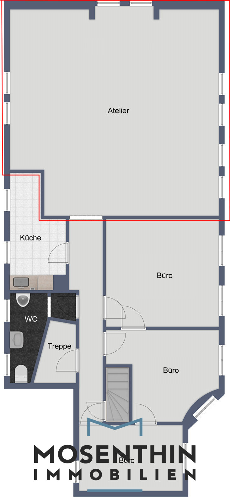 Bürofläche zur Miete 925 € 3 Zimmer 74 m²<br/>Bürofläche Mitte - West Kirchheim unter Teck 73230