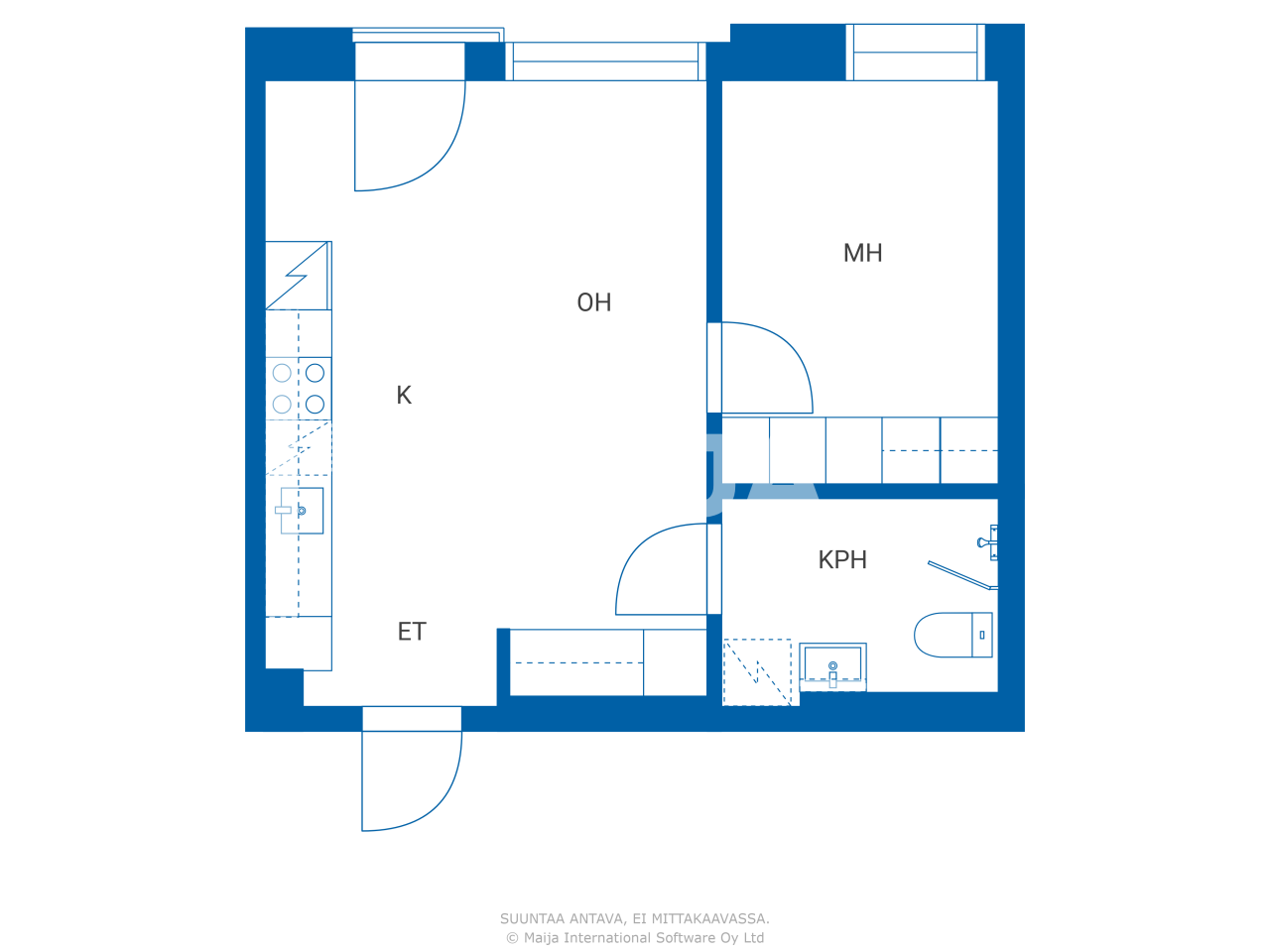 Studio zum Kauf 115.000 € 2 Zimmer 35,5 m²<br/>Wohnfläche 2.<br/>Geschoss Siilotie 1 Oulu 90520