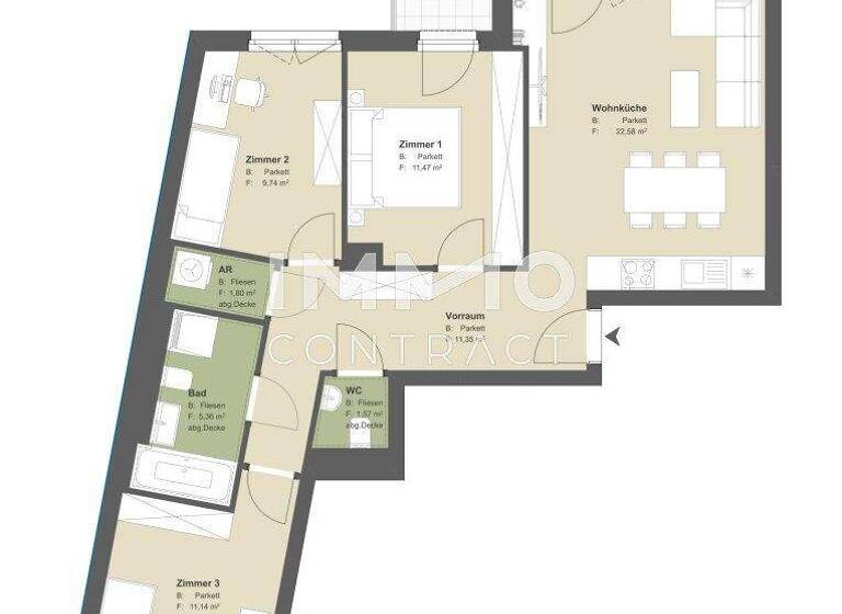Wohnung zum Kauf - Erstbezug provisionsfrei 618.600 € 4 Zimmer 74,9 m² frei ab 01.05.2026 Aspangstraße 57 Wien 1030