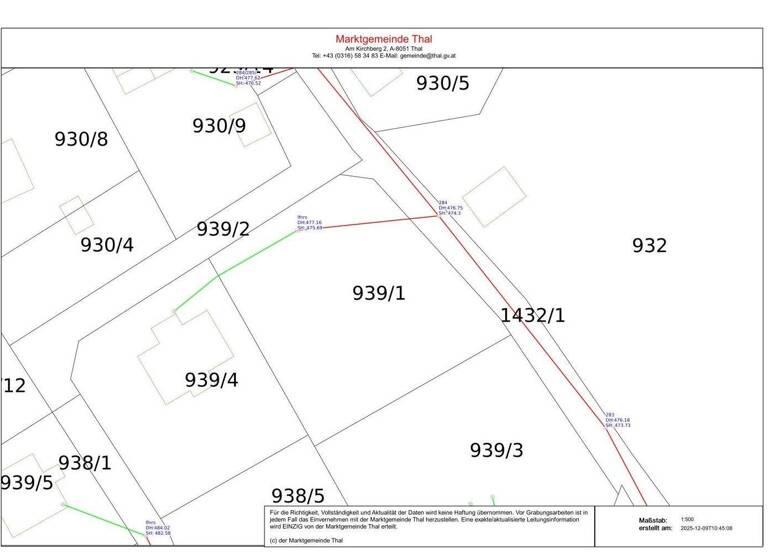 Grundstück zum Kauf 218.550 € 1.457 m² Grundstück Brückenweg Thal 8052