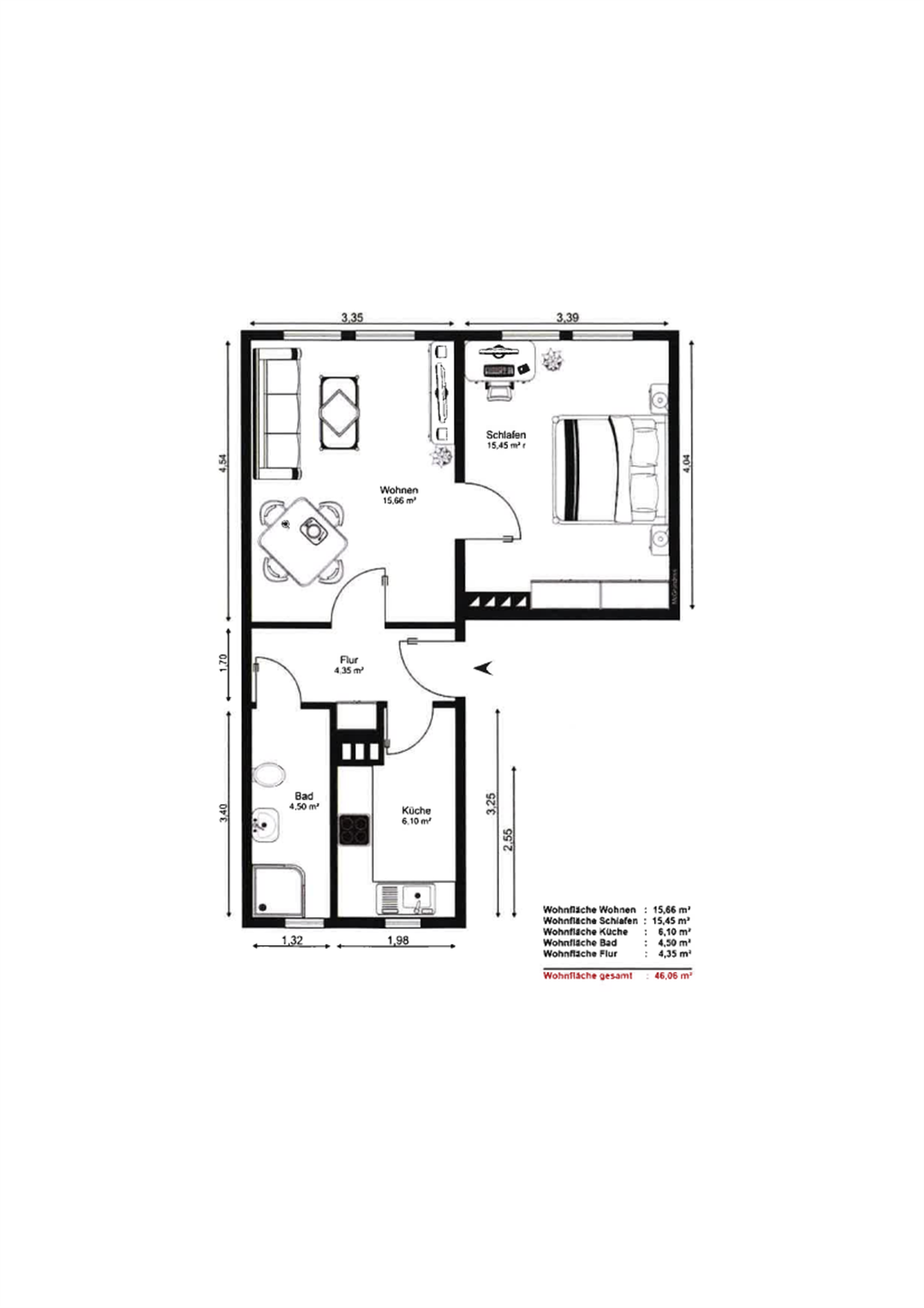 Wohnung zur Miete 390 € 2 Zimmer 46 m²<br/>Wohnfläche 2.<br/>Geschoss ab sofort<br/>Verfügbarkeit Hauptstr. 342 Markkleeberg Markkleeberg 04416