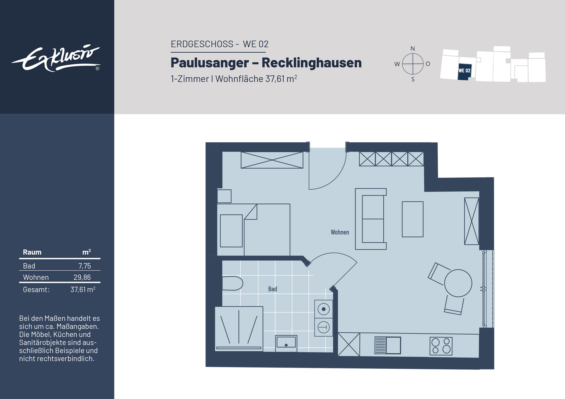 Wohnung zum Kauf provisionsfrei 175.000 € 1 Zimmer 37,5 m²<br/>Wohnfläche Paulusanger 3 Paulusviertel Recklinghausen 45657