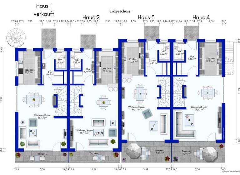 Reihenendhaus zum Kauf - Erstbezug provisionsfrei 749.000 € 6,5 Zimmer 188 m² 200 m² Grundstück Ludwigsfeld Neu-Ulm 89231