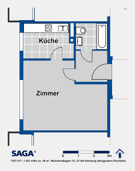 Wohnung zur Miete 331 € 1 Zimmer 35,6 m²<br/>Wohnfläche 1.<br/>Geschoss 01.12.2024<br/>Verfügbarkeit Moorlandbogen 10 Neugraben - Fischbek Hamburg 21149