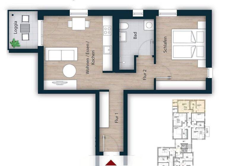 Wohnung zum Kauf provisionsfrei 300.000 € 2 Zimmer 49 m² 1. Geschoss Bahnhofstraße 20 Feucht 90537