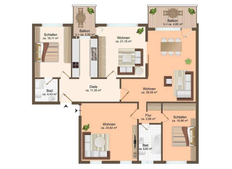 Wohnung zum Kauf 670.000 € 5 Zimmer 159 m² 2. Geschoss Innenstadt Erlangen 91054